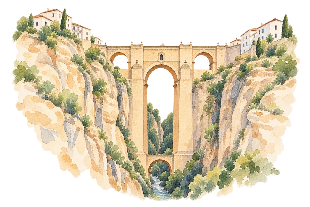 Ilustración del Puente Nuevo de Ronda
